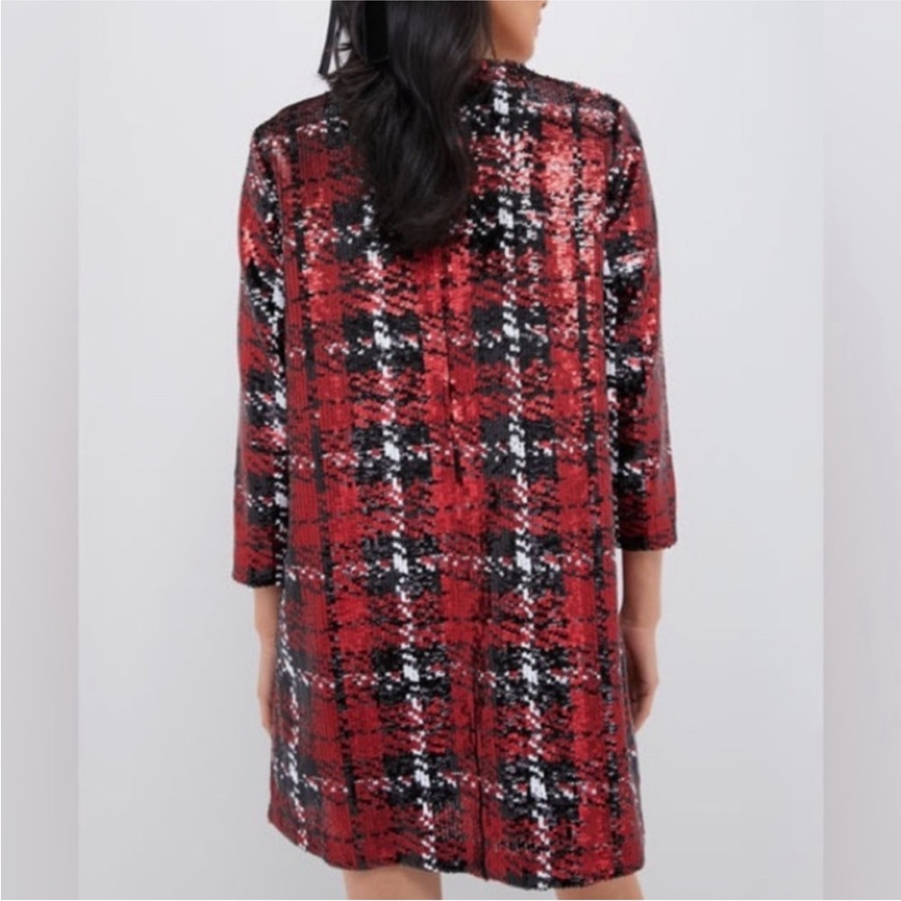 TUCKERNUCK Red and black Houndstooth Sequin dress NEW - Picture 7 of 13